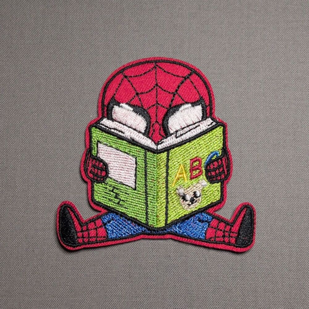 Baby Spider-Man Reading ABC Book Embroidered Iron On Patch